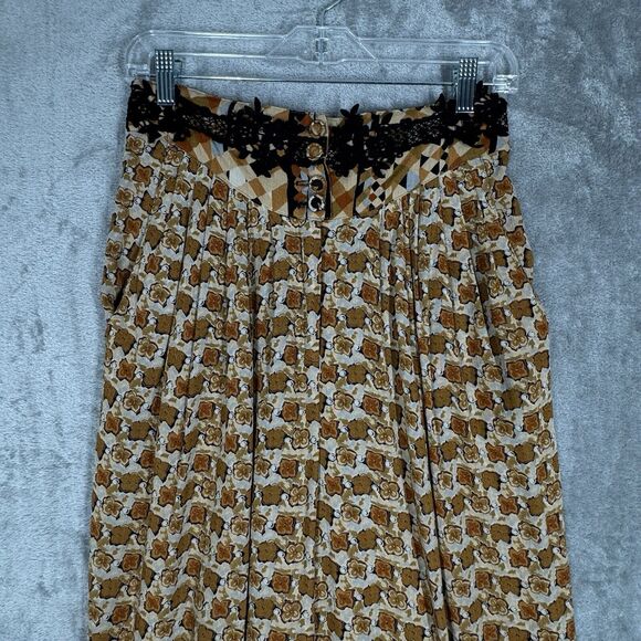 Marsha Brander for Componix Pants Women 8 Brown Geometric Palazzo Pants Neutral - Picture 4 of 8